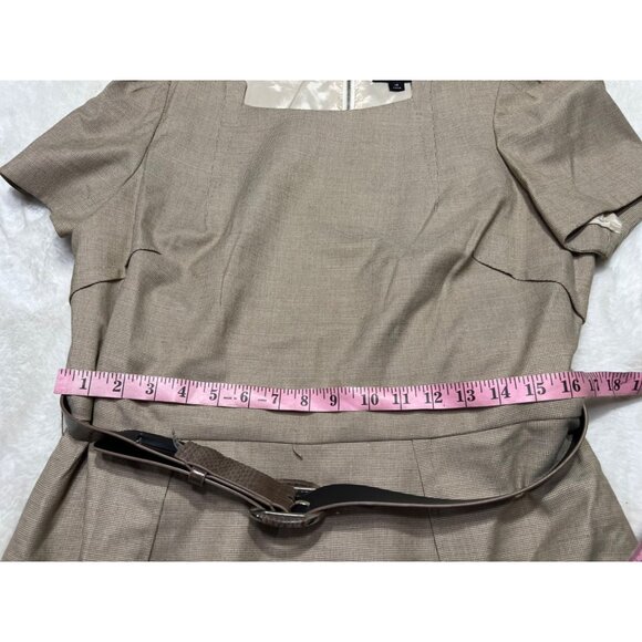 Tahari Arthur S. Levine Womens Brown Belted Sheath Dress Size 16 - Picture 4 of 5